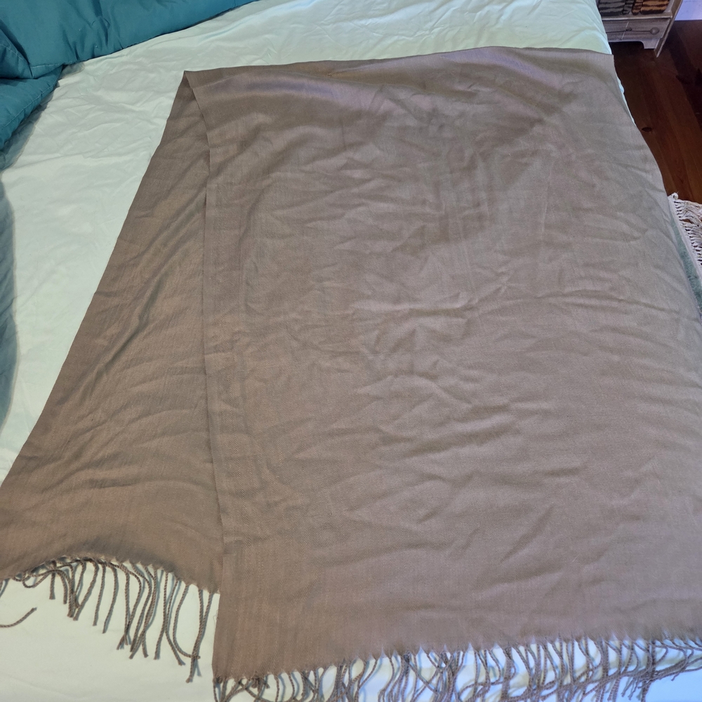 Cashmere Fringe Shawl Silver Grey 30x72
